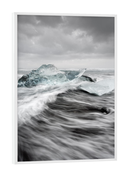 Poster mit weißem Rahmen "Eis in der Brandung" artboxONE - Natur,Reise,Reise / Strand und Meer