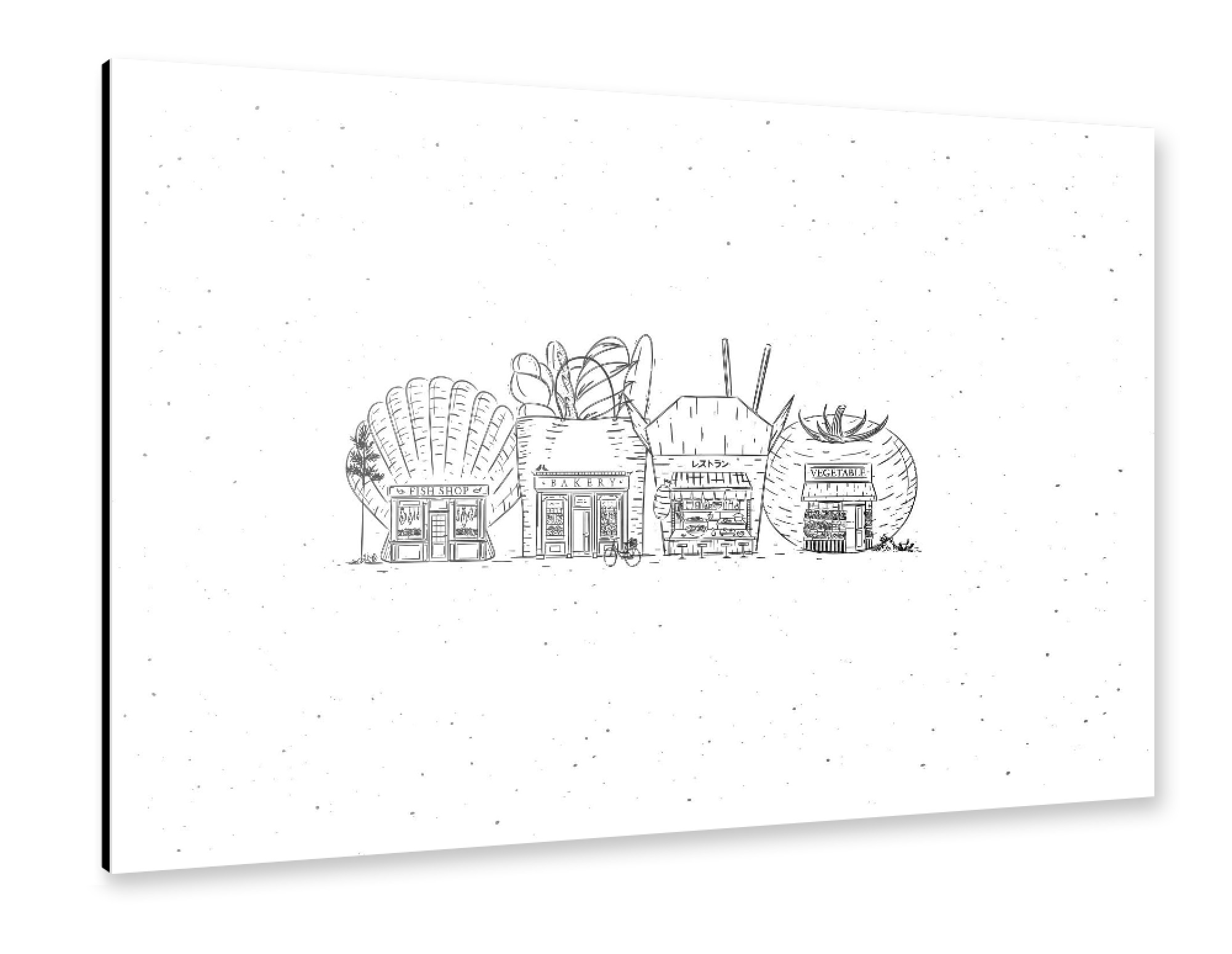 Alu-Dibond "Storefronts bakery, asian food" 30x20 cm artboxONE