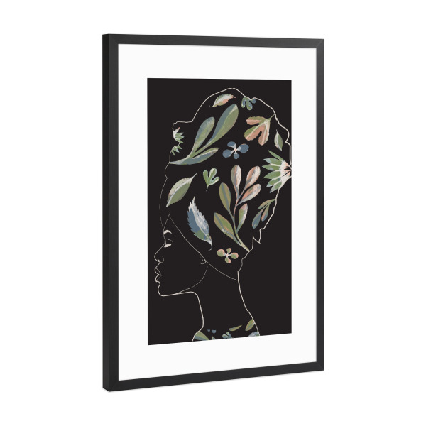 Poster mit Rahmen Schwarz (Metallic) "African Plant Black" artboxONE - Abstrakt,Menschen