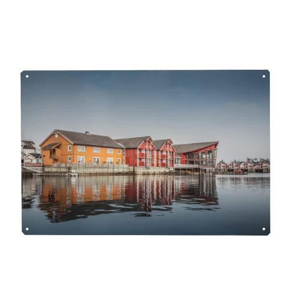 Holzbild "Norwegische Holzhäuser" artboxONE - Reise,Reise / Strand und Meer,Reise / Länder