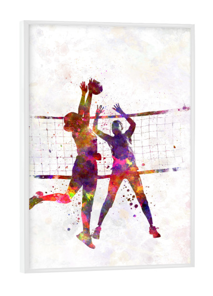 Poster mit weißem Rahmen "Watercolor volleyball player-j" artboxONE - Sport