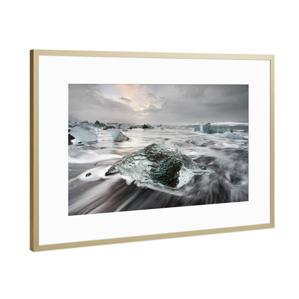 Poster mit Rahmen Gold "Eis und Brandung" artboxONE - Natur,Reise,Reise / Strand und Meer