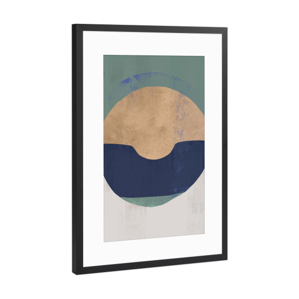 Poster mit Rahmen Schwarz (Metallic) "Abstract Geometric Blue" artboxONE - Abstrakt,Geometrie