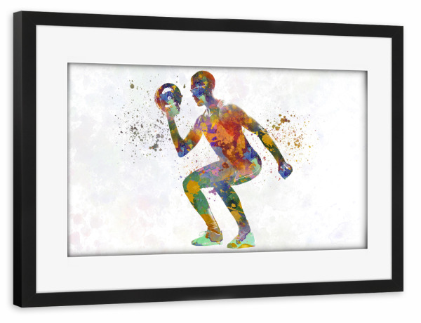 Poster mit Rahmen schwarz "Watercolor fitness-o" artboxONE - Sport - Sport,Sports,Watercolor,Fitness,Gym,Exercise,Athlete,Gymnast,Olympic