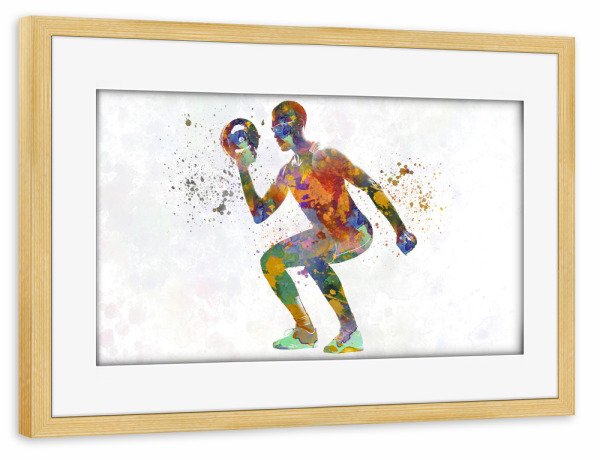 Poster mit Rahmen kiefer "Watercolor fitness-o" artboxONE - Sport - Sport,Sports,Watercolor,Fitness,Gym,Exercise,Athlete,Gymnast,Olympic