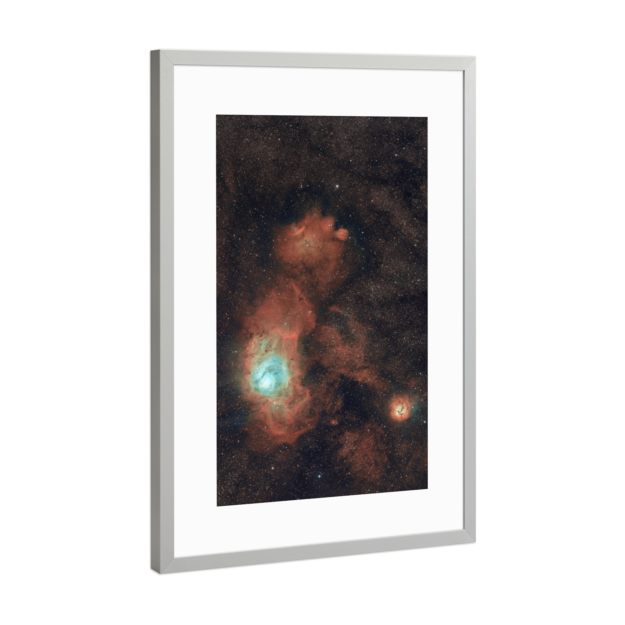 Poster mit Rahmen Silber "Der Lagunennebel" artboxONE - Galaxy - Lagunennebel,Astronomie,Astro,Universe,Galaxy,Space,Universum,Weltall,Weltraum,Sterne