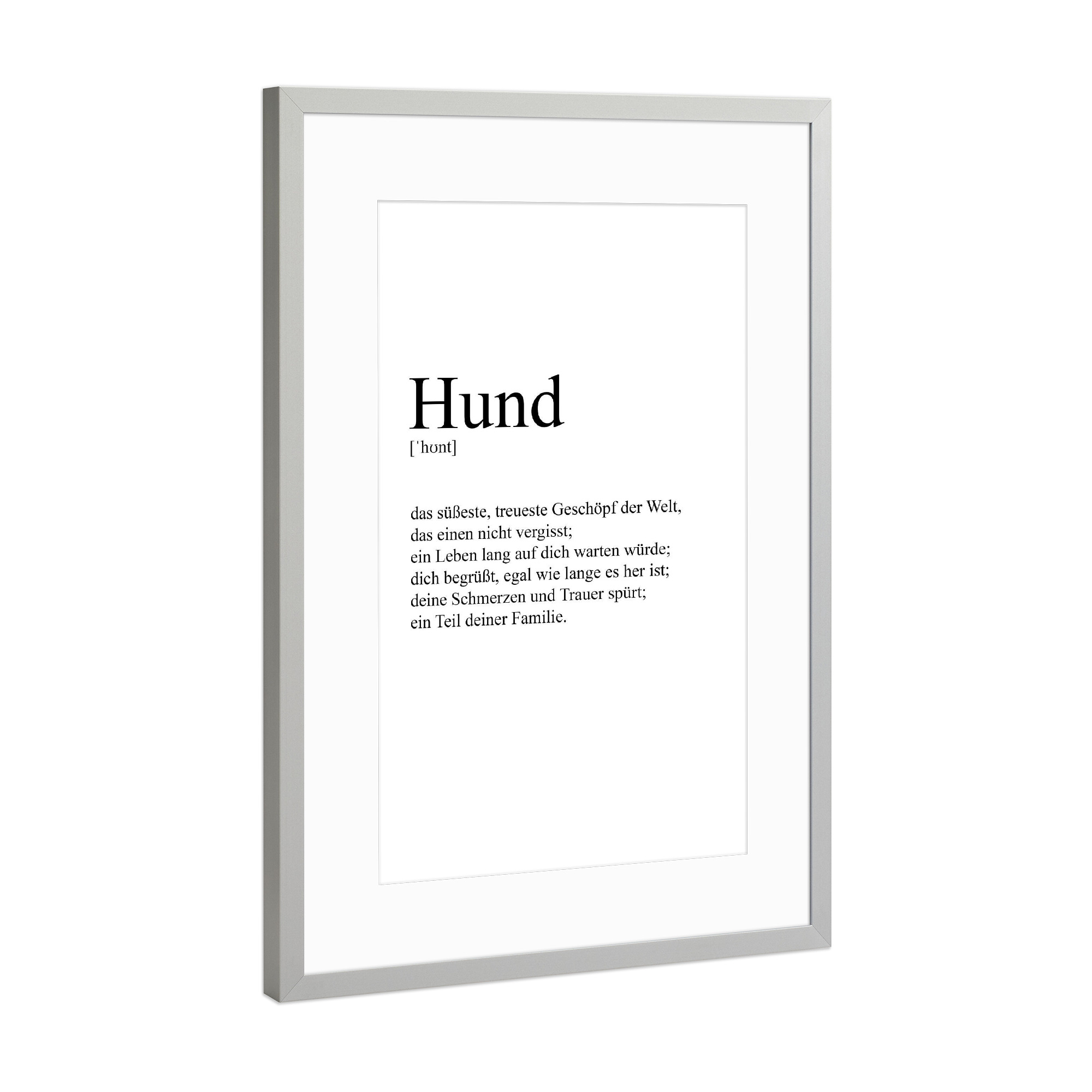Poster mit Rahmen Silber "Hund Definition" artboxONE - Typografie,Tiere