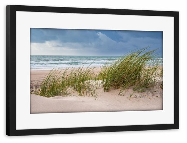Poster mit Rahmen schwarz "Hitshals Strand und Düne" artboxONE - Natur,Reise,Reise / Strand und Meer,Reise / Länder