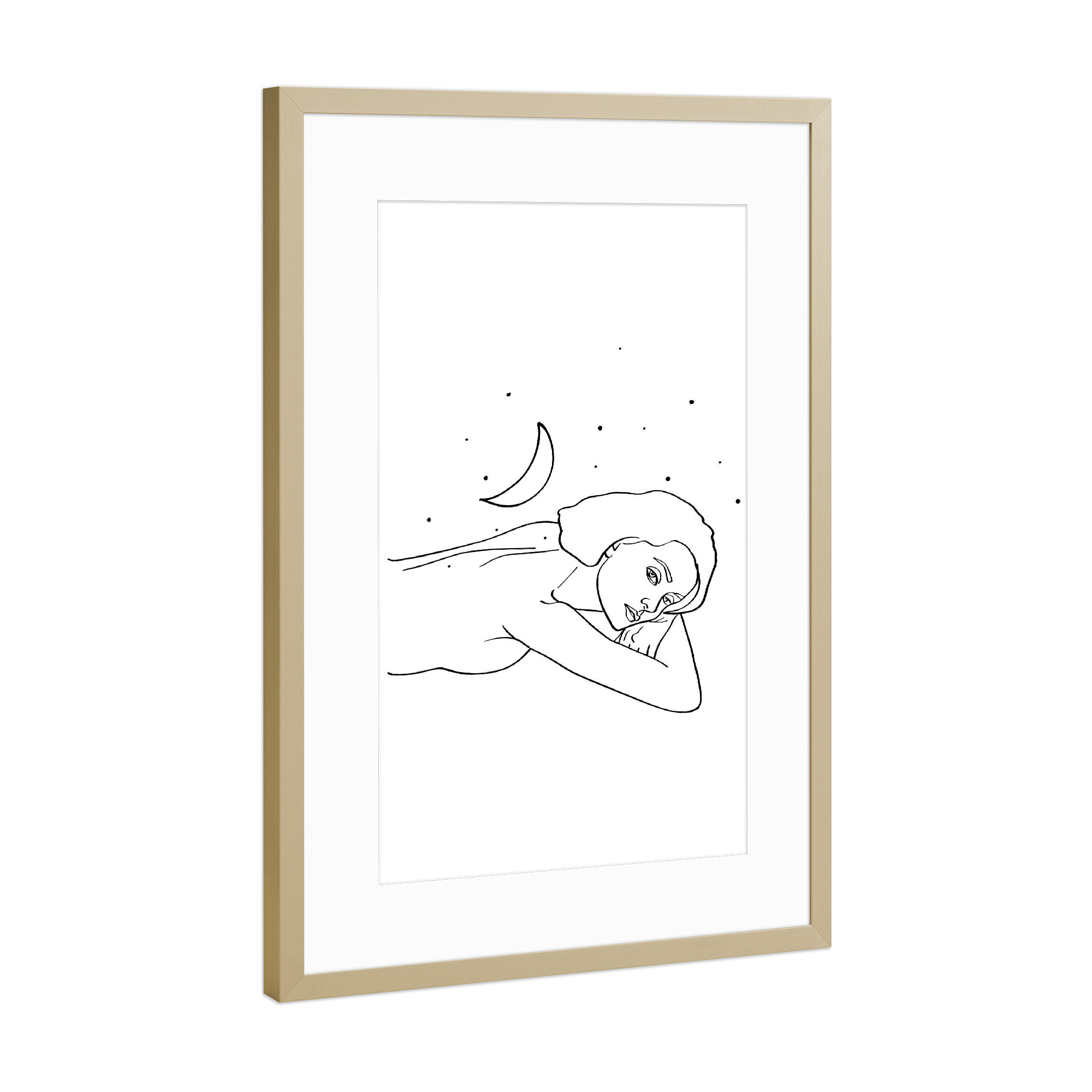 Poster mit Rahmen Gold "The Moon and The Stars" artboxONE - Menschen