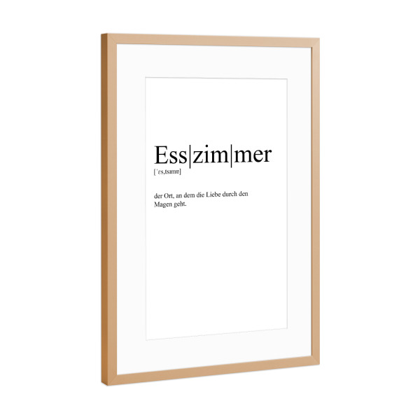 Poster mit Rahmen Kupfer "Esszimmer Definition" artboxONE - Typografie,Essen & Trinken,Menschen