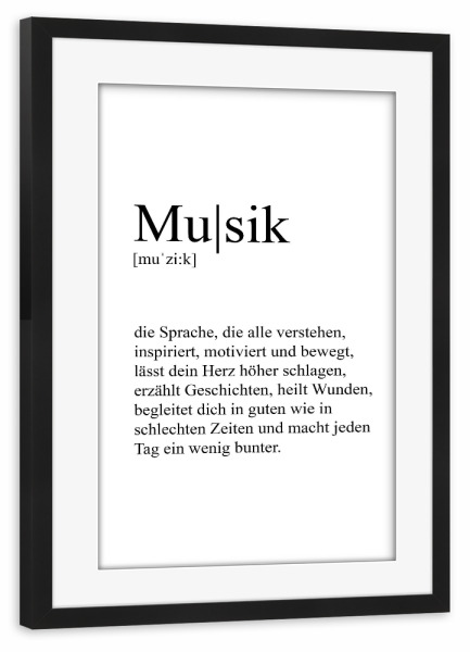 Poster mit Rahmen schwarz "Musik Definition" artboxONE - Typografie,Musik