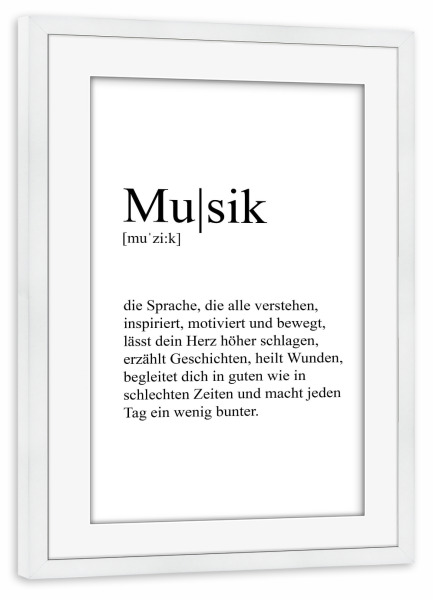 Poster mit Rahmen weiß "Musik Definition" artboxONE - Typografie,Musik