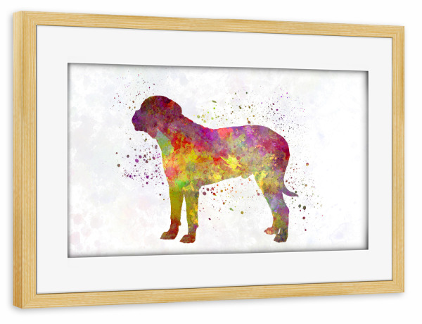 Poster mit Rahmen kiefer "Bullmastiff in watercolor" artboxONE - Tiere,Abstrakt