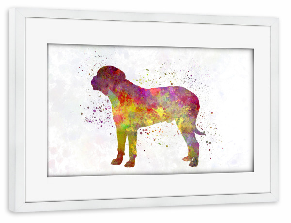 Poster mit Rahmen weiß "Bullmastiff in watercolor" artboxONE - Tiere,Abstrakt