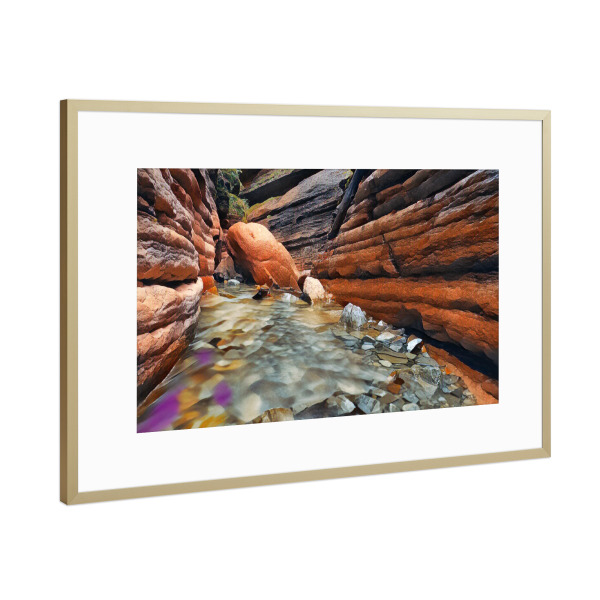 Poster mit Rahmen Gold "Der Fels in der Schlucht" artboxONE - Natur,Abstrakt