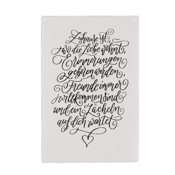 Holzbild "Zuhause ist, wo die Liebe wohnt" artboxONE - Typografie,Liebe