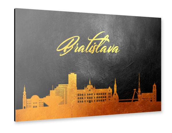 Alu-Dibond "Bratislava Slovakia Gold Skyline" 30x20 cm artboxONE