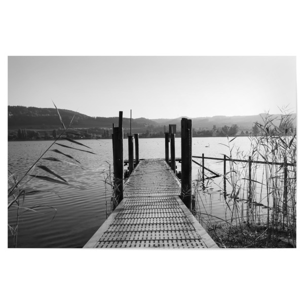 Poster "Sonnenuntergang mit Pier in sw" artboxONE - Städte,Natur,Reise,Floral