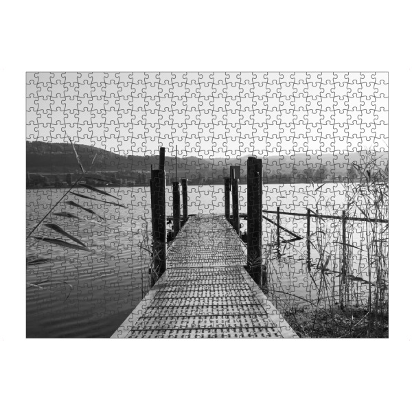 Puzzle Ravensburger "Sonnenuntergang mit Pier in sw" artboxONE - Städte,Natur,Reise,Floral