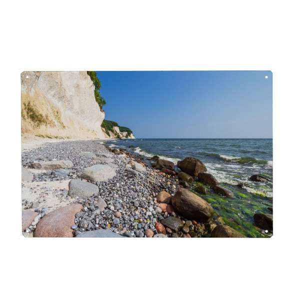 Metall Poster "Wellen, Steine, Kreideküste" artboxONE - Natur,Reise,Reise / Strand und Meer