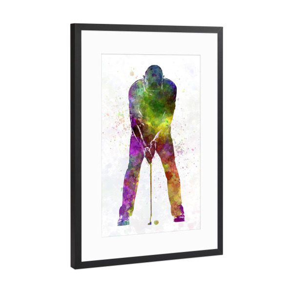 Poster mit Rahmen Schwarz (Metallic) "Male golf player-a" artboxONE - Abstrakt,Sport