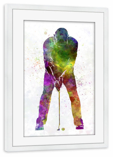 Poster mit Rahmen weiß "Male golf player-a" artboxONE - Abstrakt,Sport