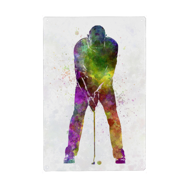Holzbild "Male golf player-a" artboxONE - Abstrakt,Sport - Sport,Sports,Athlete,Olympic,Color,Watercolor,Golf,Golfer,Golf course,Competition,Woman
