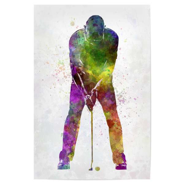 Poster "Male golf player-a" artboxONE - Abstrakt,Sport - Sport,Sports,Athlete,Olympic,Color,Watercolor,Golf,Golfer,Golf course,Competition,Woman