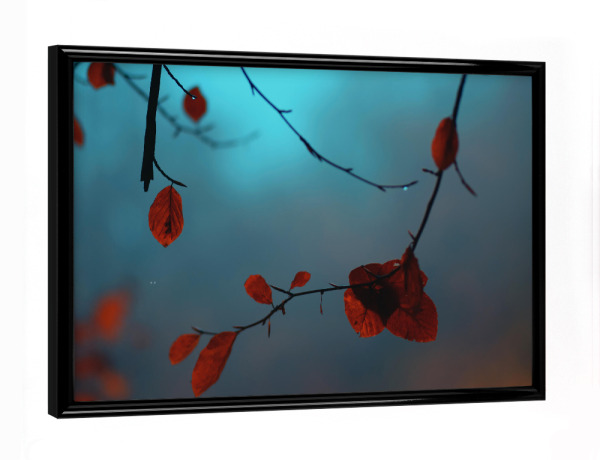 Poster mit schwarzem Rahmen "Orangefarbene Herbstblätter" artboxONE - Natur