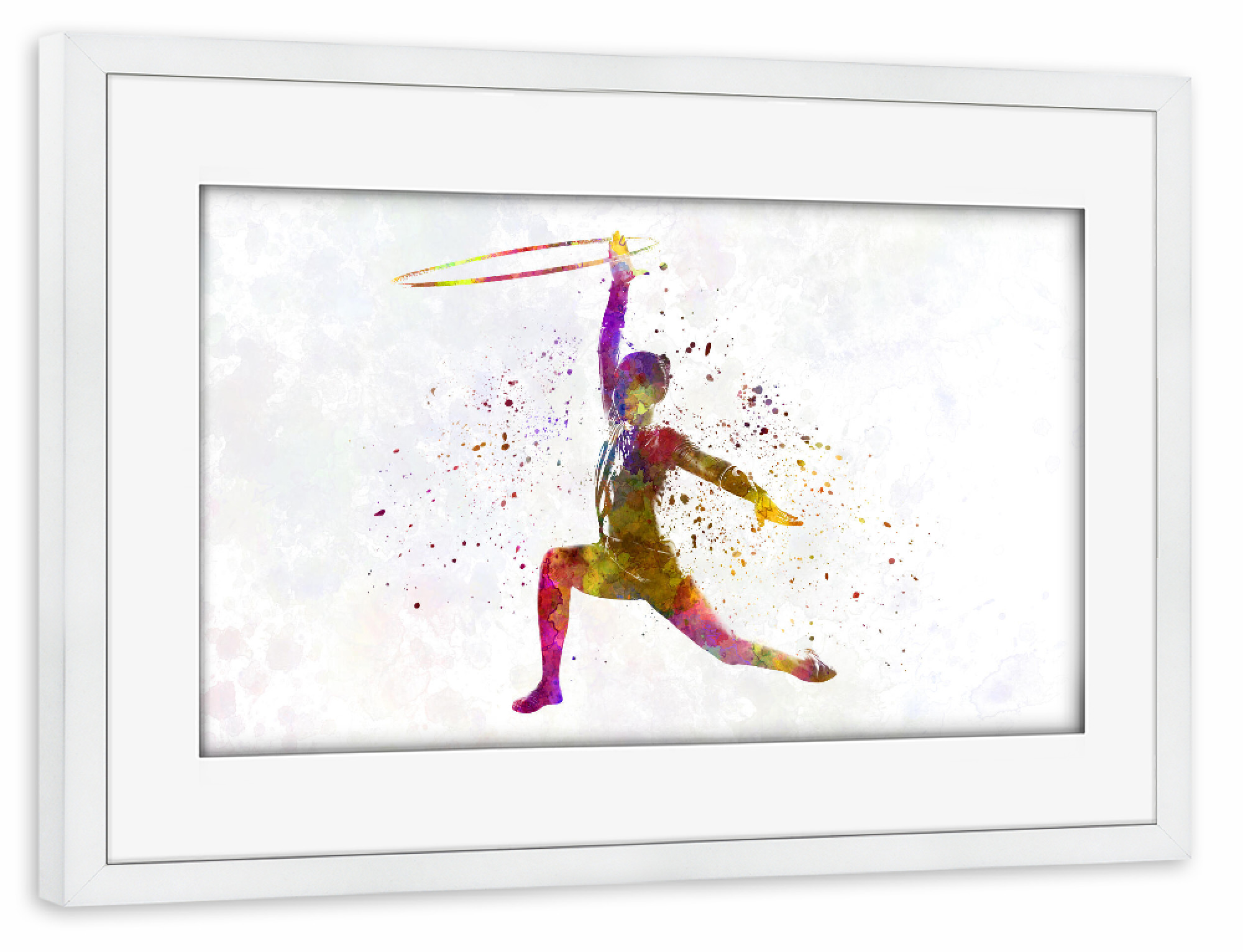 Poster mit Rahmen weiß "Rhythmic gymnastics watercolor-l" artboxONE - Abstrakt,Sport