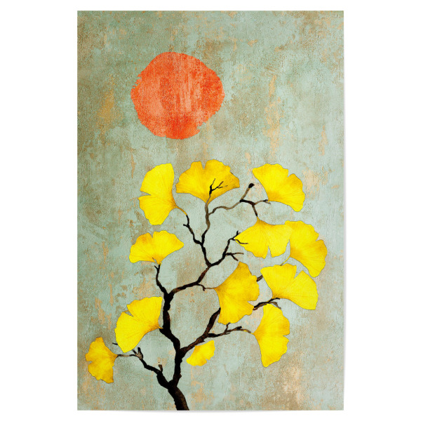 Poster "Ginko and sun" artboxONE - Natur,Floral - Gingko,Ginko biloba,Ginkgo,Botanic,Botany,Leaf,Tree,Plant,Botanisch,Natur,Nature,Blätter