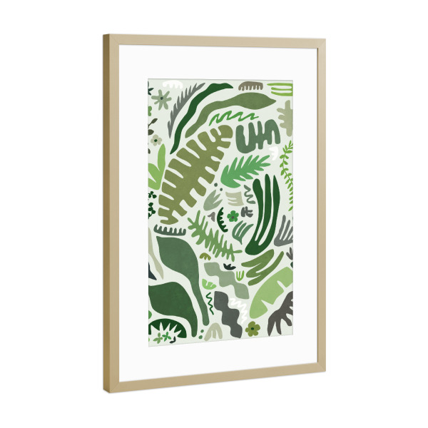 Poster mit Rahmen Gold "Green Flora" artboxONE - Natur,Floral,Abstrakt