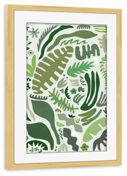 Poster mit Rahmen kiefer "Green Flora" artboxONE - Natur,Floral,Abstrakt