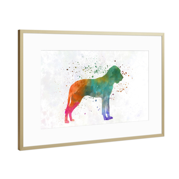 Poster mit Rahmen Gold "Great Gascony Blue in watercolor" artboxONE - Tiere,Abstrakt