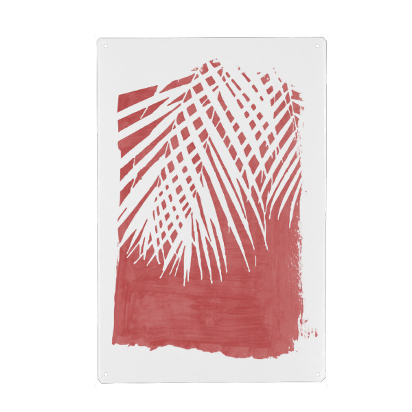 Holzbild "Palm Leaves Silhouette on Red" artboxONE - Natur,Floral