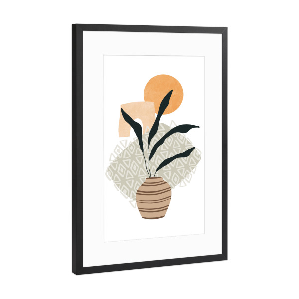 Poster mit Rahmen Schwarz (Metallic) "Palm Leaves Still Life" artboxONE - Natur,Floral