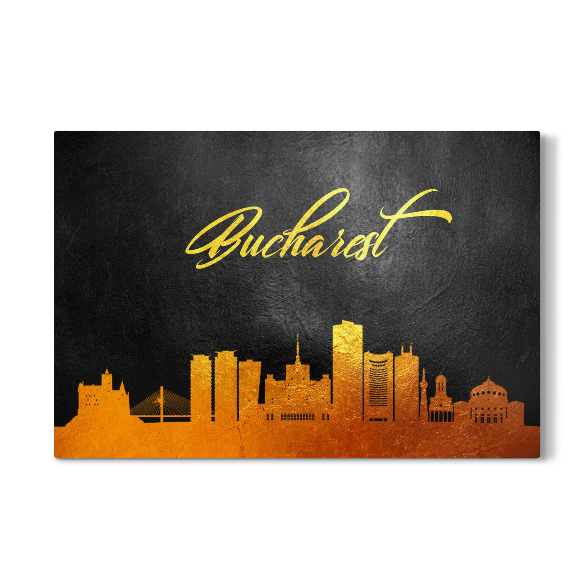Galerie-Print "Bucharest Romania Gold Skyline" 75x50 cm artboxONE