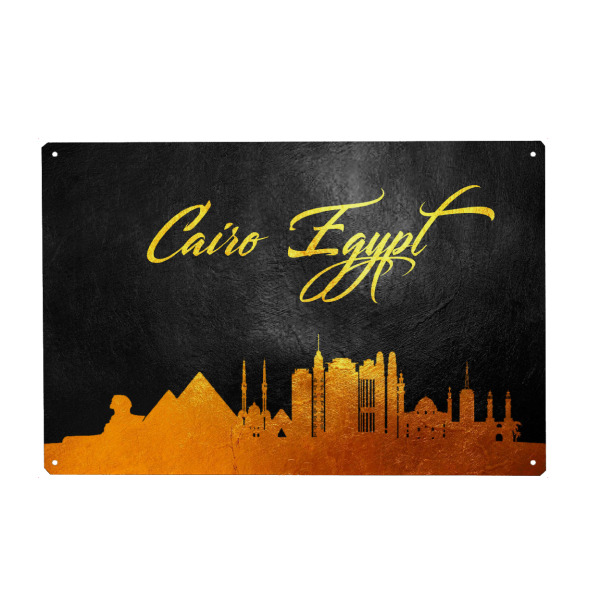 Metall Poster "Cairo Egypt Gold Skyline" artboxONE - Städte - Gold,Skyline,Cairo,Egypt - Blechschild