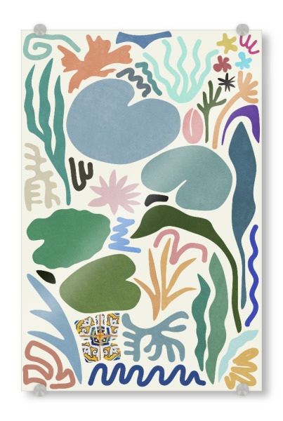 Acrylglasbild "Lily Pond Collage" artboxONE - Natur,Abstrakt - Abstract,Nature,Botanical,Simple,Shape,Colorful,Plant,Tropical,Flora,Pflanzen,Abstrakt