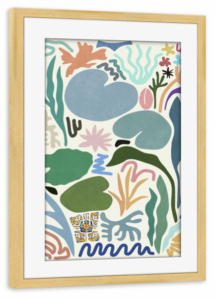 Poster mit Rahmen kiefer "Lily Pond Collage" artboxONE - Natur,Abstrakt
