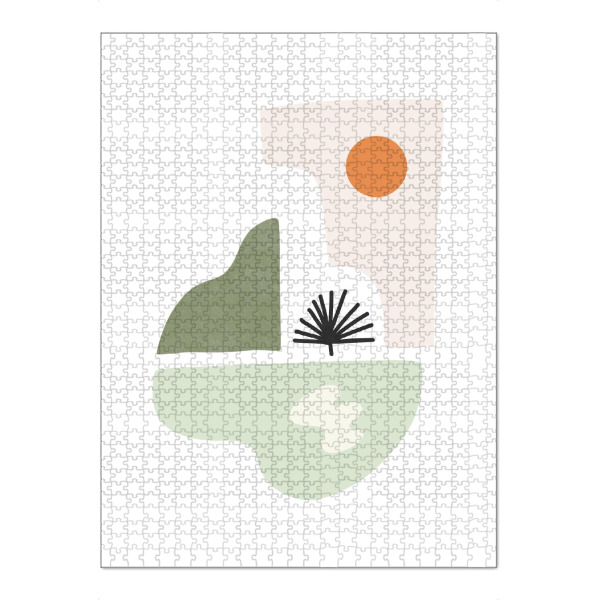 Puzzle Ravensburger "Sonniger See und Berg" artboxONE - Natur,Abstrakt,Arcadia - Sonne,Sonnig,Natur,Im freien,Landschaft,Berg,Hügel,See,Wasser,Formen