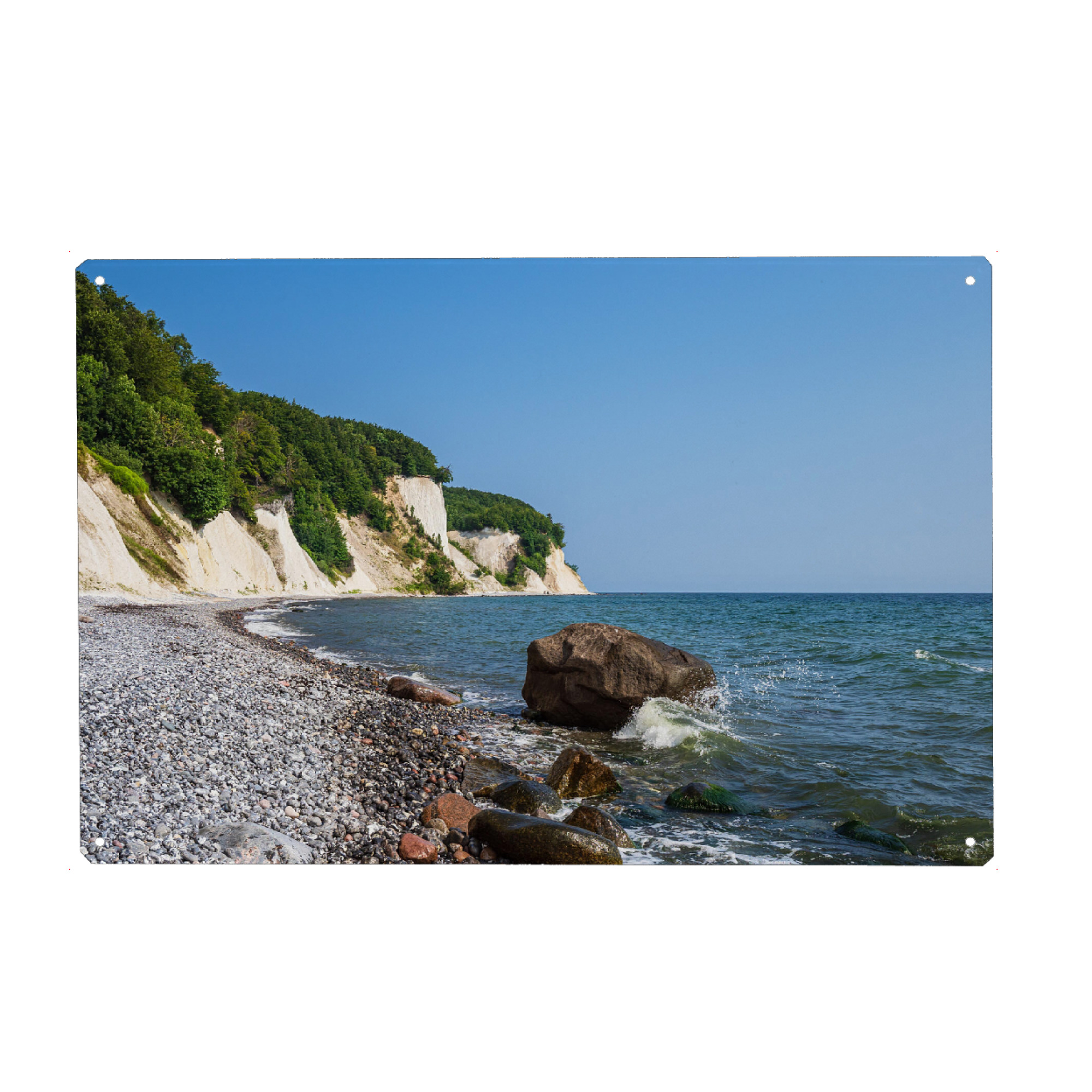 Metall Poster "Felsen, Welle, Kreideküste" artboxONE - Natur,Reise,Reise / Strand und Meer