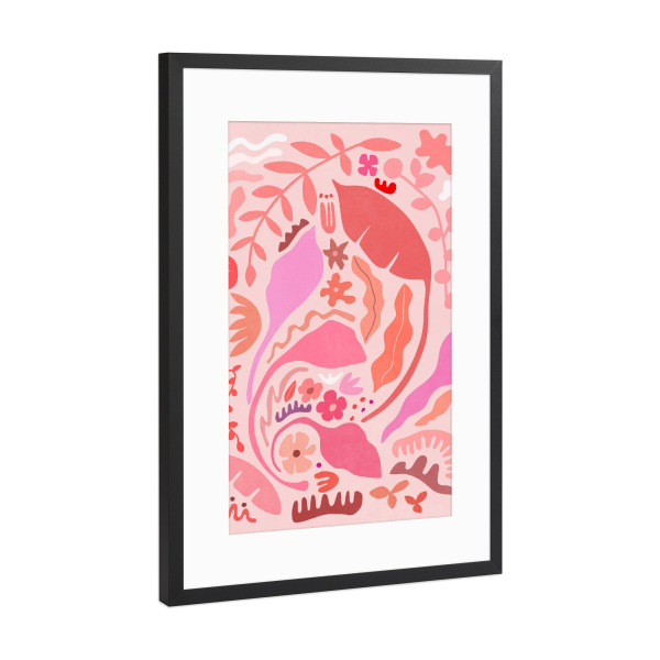 Poster mit Rahmen Schwarz (Metallic) "Pink Garden" artboxONE - Natur,Floral,Abstrakt