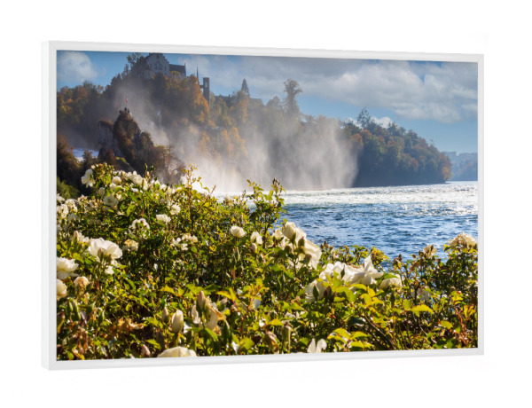 Poster mit weißem Rahmen "Rheinfall im Herbst" artboxONE - Natur,Reise,Floral
