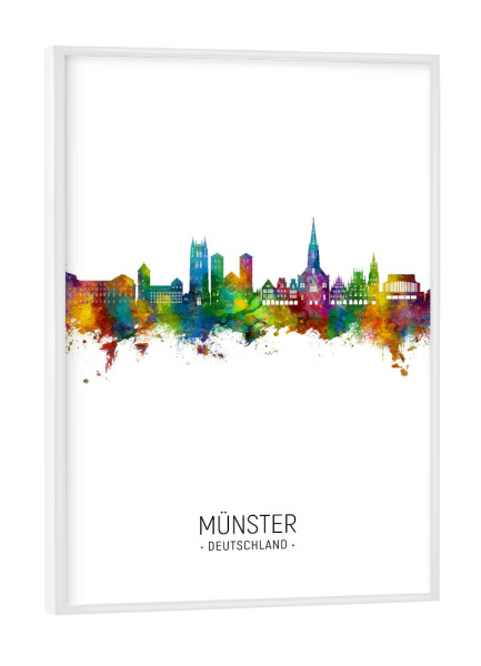 Poster mit weißem Rahmen "Münster Germany Skyline Portrait" artboxONE - Städte