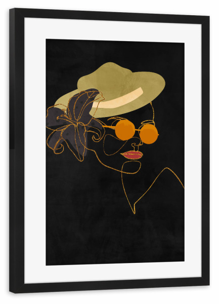 Poster mit Rahmen schwarz "Line portrait" artboxONE - Natur,Floral,Abstrakt