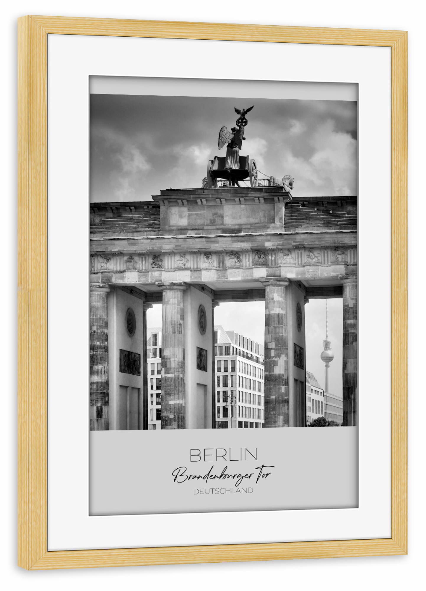 Poster mit Rahmen kiefer "Im Fokus: BERLIN Brandenburger Tor" artboxONE - Städte / Berlin,Schwarzweiß,Architektur