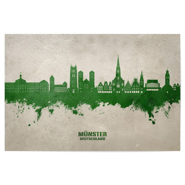 Poster 30x20 cm "Münster Skyline PaintGreen" artboxONE - Städte - Münster,Deutschland,Skyline,Cityscape,Stadtbild,Watercolor,Painting