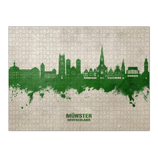 Puzzle Ravensburger "Münster Skyline PaintGreen" artboxONE - Städte - Münster,Deutschland,Skyline,Cityscape,Stadtbild,Watercolor,Painting