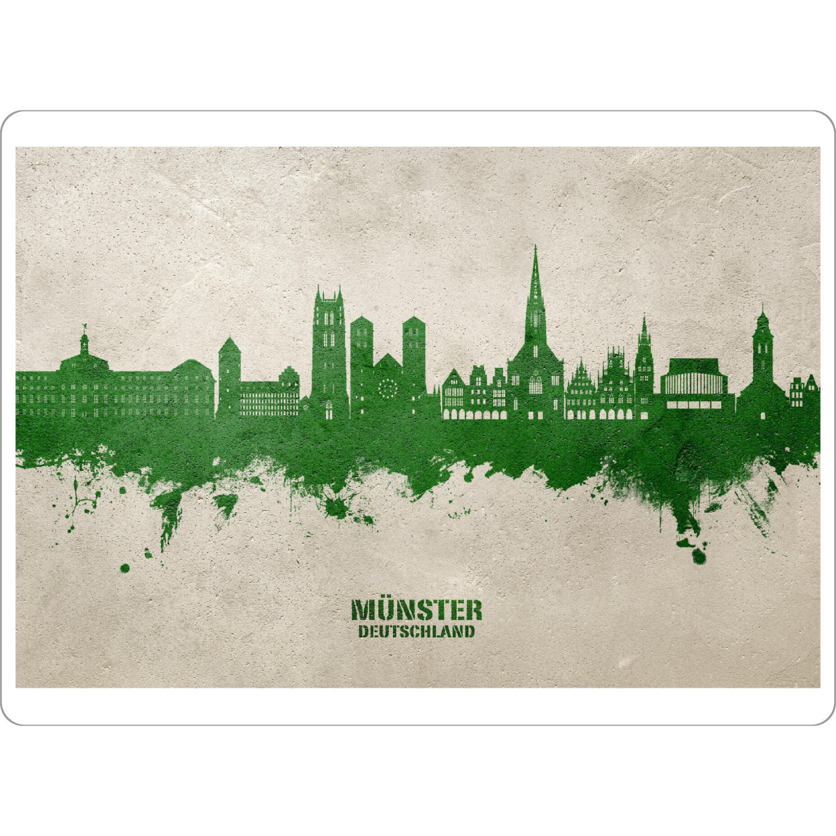 Tischset "Münster Skyline PaintGreen" artboxONE - Städte - Münster,Deutschland,Skyline,Cityscape,Stadtbild,Watercolor,Painting - Bild münster